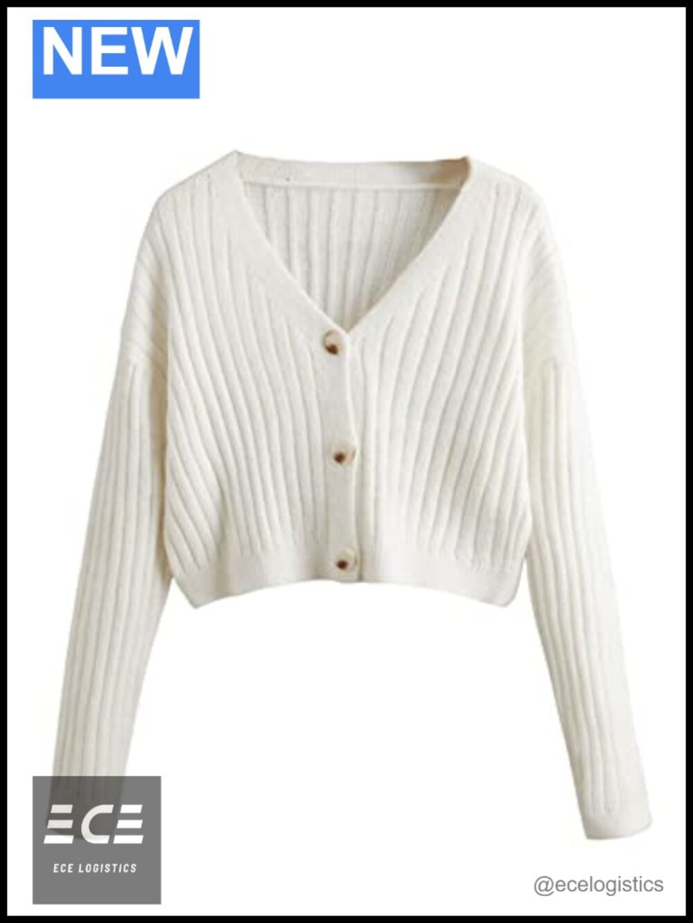 Long Sleeve Button Front V Neck Cropped Cardigan Sweater